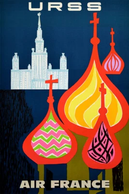 Urss Air France Travel Visit Original Vintage Wall Art Home Decor - POSTER 20x30 - Image 1 of 4