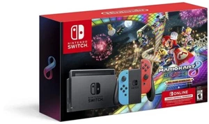 Nintendo Switch Console Mario Kart 8 Deluxe Bundle w/Neon Blue/Red JoyCon 3month - Picture 1 of 4