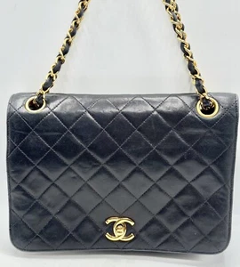 Auth CHANEL ‘Good Condition’ Matelasse Coco Chain Shoulder Leather Bag Black - Picture 1 of 21