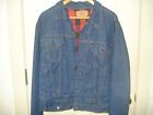 Vintage Levi's Denim Trucker Buffalo Plaid Blanket Lined Flannel 48L Jacket Usa