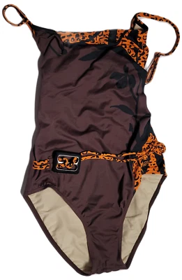 EVA Frauen Bademode Damen Badeanzug braun-orange-schwarz  Muster Gr. 36, 38 - Bild 1 von 3