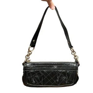 Elliott Lucca Black Genuine Patent Leather Y2K Small Shoulder Purse Lightweight - Picture 1 of 13