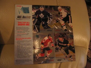 1995 96 tarjetas de hockey Fleer Metal promoción hoja sin cortar Potvin Roenick Fleury Park - Imagen 1 de 2