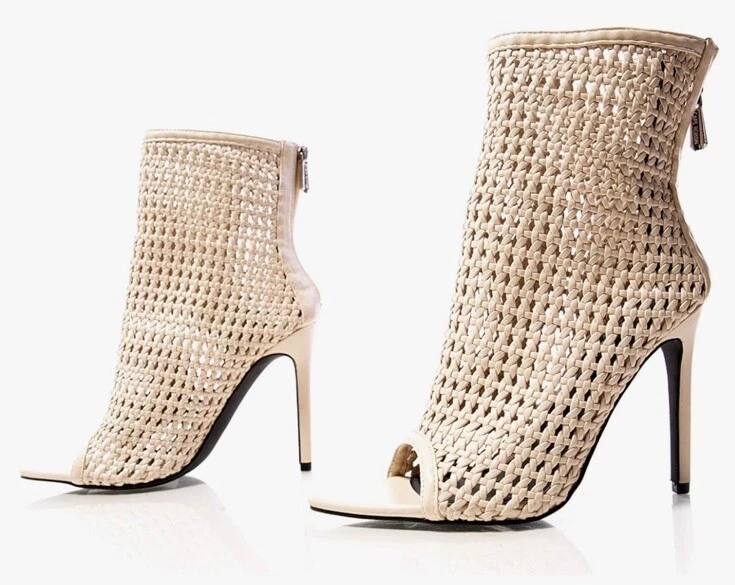 NIB Cape Robbin Beige Stretch Peep Toe Heels Size 8 - Image 1 of 4