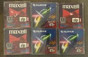 Maxell & FUJIFILM 100MB Zip Disks - IBM/DOS Formatted 6 Lot - Picture 1 of 1