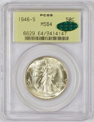 1946-S Walking Liberty Half Dollar San Francisco Mint PCGS MS64 in OGH with CAC - Image 1 of 4