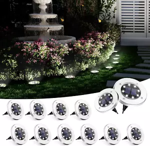 Solar Ground Lights, 12 Pack Solar Lights Outdoor Waterproof, 8 LED Solar Powere - Picture 1 of 12