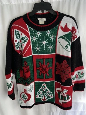 Suéter Acrílico Vintage Árbol de Navidad Copo de Nieve Adorno Vacaciones Pequeño Hecho en EE. UU. Foto 1 de 4