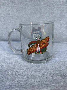 VTG Glass Coffee Mug Seattle Super Sonic’s Shawn Kemp Large - Picture 1 of 7