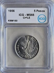 Chile 5 Pesos 1956 ICG MS 66 - Picture 1 of 2