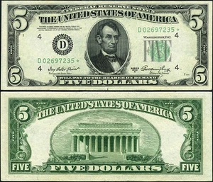 FR. 1962 D* $5 1950-A Federal Reserve Note Cleveland D-* Block AU+ Star - Picture 1 of 3