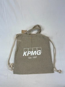KPMG Canvas Tote Drawstring Bag With Handles Rope NWT Cotton Travel Reusable - Picture 1 of 6