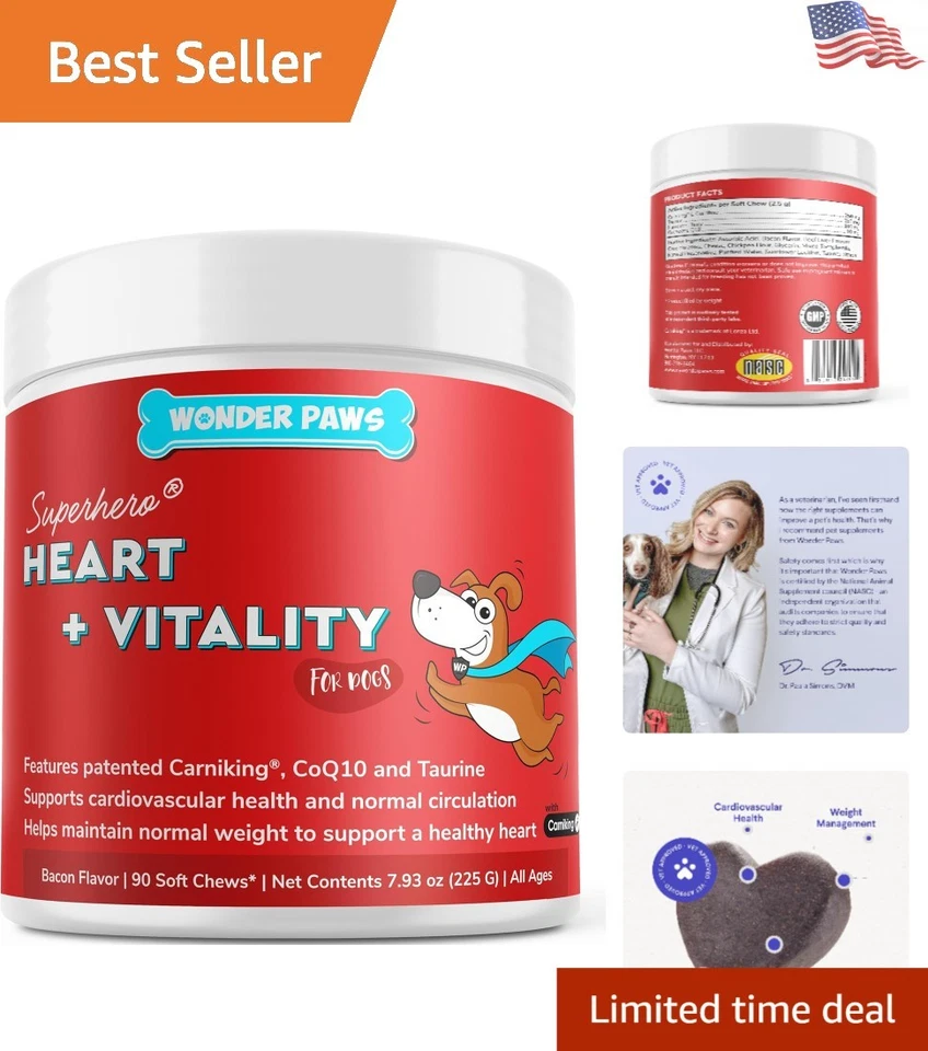 Wonder Paws Cardio Support for Dogs – Cardiovascular Chews Heart Health Energy