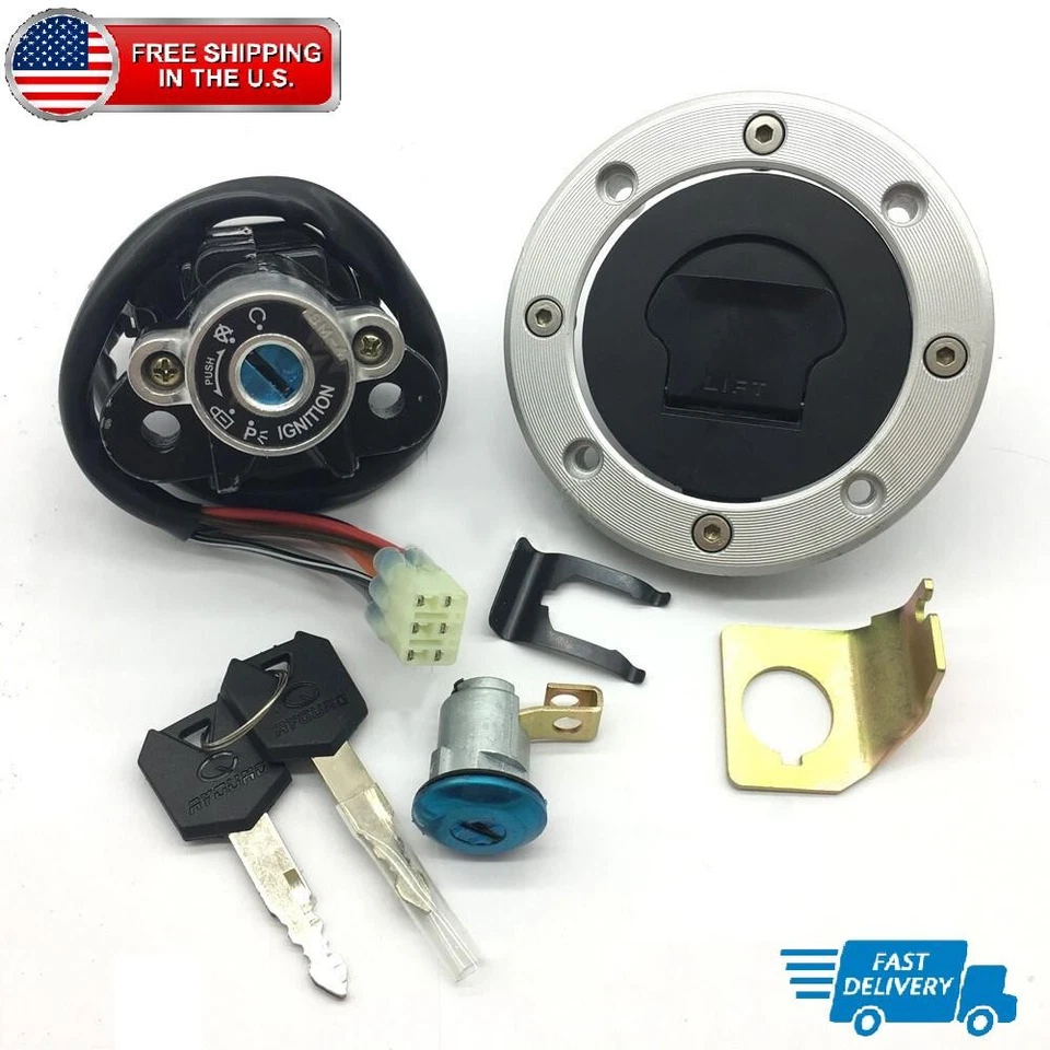 Interruptor de encendido tapa de gas juego de bloqueo de asiento 2 llaves para Suzuki GSXR600 GSXR750 1997-2003 Foto 1 de 4