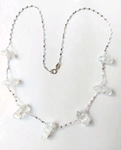 collana in argento 925 e pietre con acquamarina naturale 3 mm e cristallo crack - Picture 1 of 7