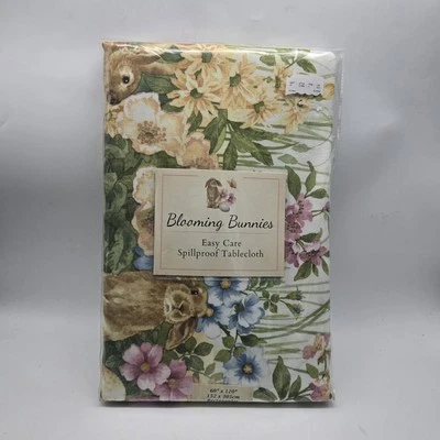 Benson Mills Blooming Bunny Rabbit Floral Cloth Tablecloth Floral 60" X 120"  - Image 1 of 4