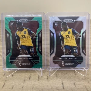 2022 Panini Prizm World Cup Qatar Green Wave & Silver Moises Caicedo #81 RC Lot - Bild 1 von 5