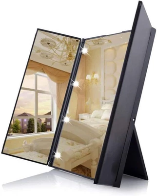 Dproptel Unique Tri-Fold Cosmetic Makeup Mirror Travel Compact Pocket Black  - Image 1 of 3