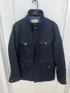 Michael Kors Jacket Size M Charcoal Field Utility Pea Coat Wool Blend - Picture 1 of 10