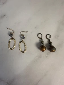 Set Of Brass And Gold Costume Dangle Earrings Fun romantic - Picture 1 of 3