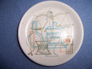 Vintage Mod 4 Set Malmac UNTERSETZER weiß türkis 1950-1960er Jahre 4" Durchmesser - Bild 1 von 5