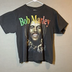 Vintage Bob Marley 2 Sided Print T-Shirt Adult L Black Rock Chang Reggae Music - Picture 1 of 10