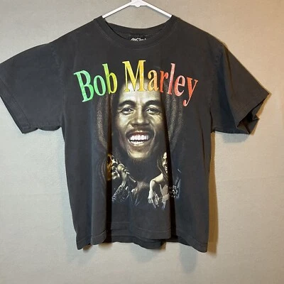Vintage Bob Marley 2 Sided Print T-Shirt Adult L Black Rock Chang Reggae Music - Image 1 of 4