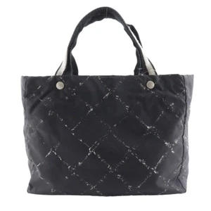 CHANEL A11833 Travel Line Tote MM Tote Bag black Nylon canvas Women - Picture 1 of 12