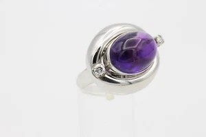 Ring 585er Weißgold Damen mit 1 Amethyst & 2 Brillanten 11,88g - Picture 1 of 5