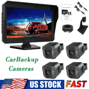 4CH 10.1" Quad Monitor DVR 4 Backup Camera For Truck Semi Box Bus RV Caravan - Picture 1 of 13