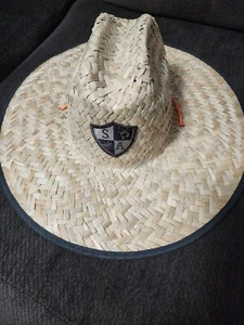 SA Palms Under Brim Straw Hat Flames Deco - Picture 1 of 3