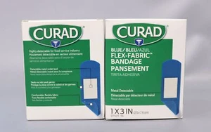 Curad Blue Flex-Fabric Adhesive Bandage, Metal-Detectable, 1" x 3", 100 Count (P - Picture 1 of 2