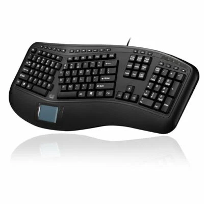 Adesso AKB-450UB Tru Form Ergonomic TouchPad 104-K Full Size Keyboard USB Black - Image 1 of 4