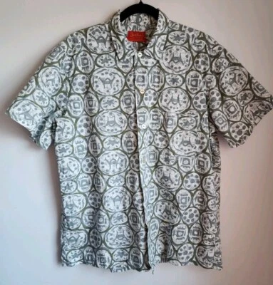 De Colección Jantzen Etiqueta Roja Talla L Estampado Abstracto Manga Corta Abotonada Foto 1 de 4