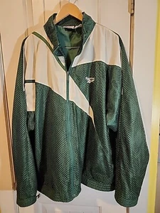 Vintage REEBOK Green Mesh Basketball Windbreaker Jacket Zip Up Front Size 2XL - Picture 1 of 5