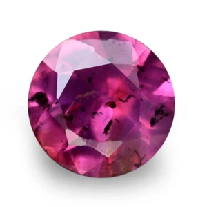 Certified 0.43ct Natural Untreated Purplish Red Ruby 4.45x4.43mm Brilliant Round - Afbeelding 1 van 6