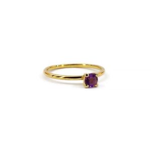 Gift For Her 18k Yellow Gold Natural Amethyst Gemstone Statement Ring Size 6