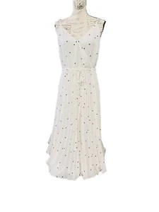 NWT Loft PIN UP Dress Ivory Black Polka Dot Accordion Pleated Midi Size 10 Swing - Picture 1 of 14
