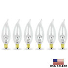 6 Pack of 60W Watt Clear Candelabra Base (E12) Flame Tip Chandelier Light Bulbs