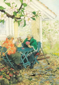 Postkarte/ Postcard: Inge Löök - Frauen beim Kartenspielen im Garten / Nr. 4 - Picture 1 of 1