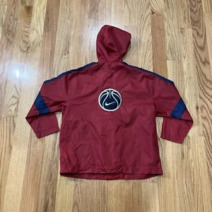 Vintage Nike Jacket Boys Medium 10-12 Windbreaker Y2K Swoosh Embroidered Hooded - Picture 1 of 5