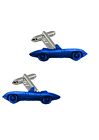 ref102 Sports Car E Type Roadster 3D Blue Cufflinks Classic Car Model Cufflinks