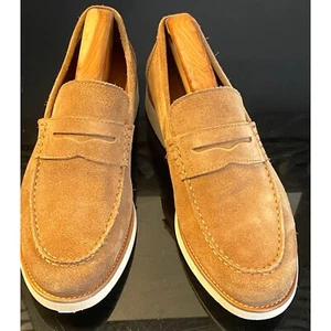 Moretti Gold Label 'Roseville' Men's Tan Suede Penny Loafers - Size 10D - Picture 1 of 14