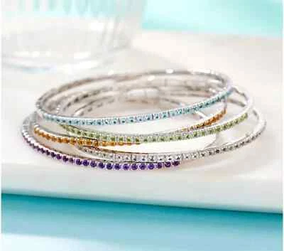 Affinity 1.0 Ct Gemstone Blue Topaz Sterling Silver  7-1/4" Bangle Bracelet - Image 1 of 4