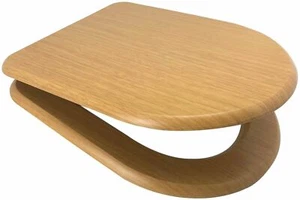 Euroshowers MDF OAK D SHAPE Soft Close Top Fix Quick Release Toilet Seat - Picture 1 of 3