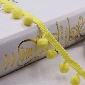 1 Yds Pompom Lace Trim Ball MINI  Fringe Ribbon Sewing  Kintted Handmade Fabric - Picture 1 of 18