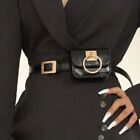 PU Leather Gothic Fanny Packs Black Metal Buckle Belts Women Vintage Belt Bag