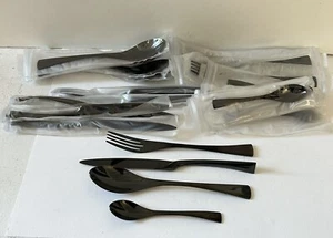 JASHII Stainless Steel 24 Piece Mirror Polished Black Flatware Set For 6 - Picture 1 of 4