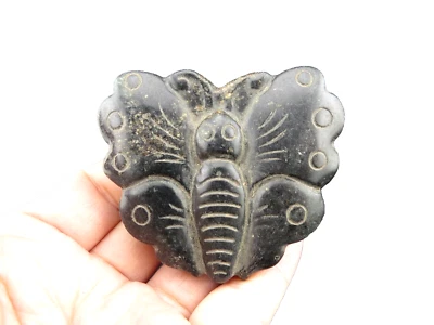 Китайский старый нефрит, культура Хуншань, черный магнит, редкая бабочка, подвеска F(862) - Изображение 1 из 4