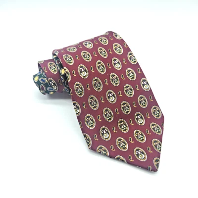 Corbata Tommy Hilfiger Para Hombre Corbata Seda Granate Cachemira Ancha Hecha en EE. UU. Foto 1 de 4